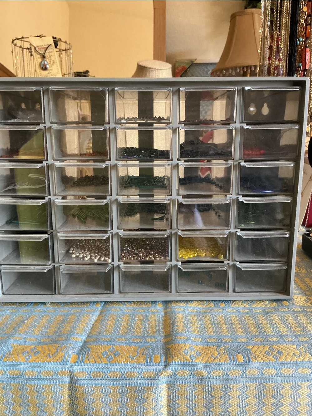 Akro Mils Vintage Organizer with/ Large Glass Seed and Tube Beads